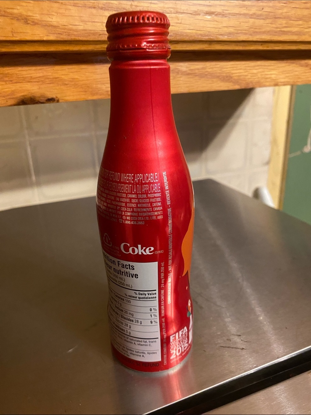 Coca-Cola Red Aluminum FIFA Canada 2015 Graphic Bottle collectable - Picture 2 of 2